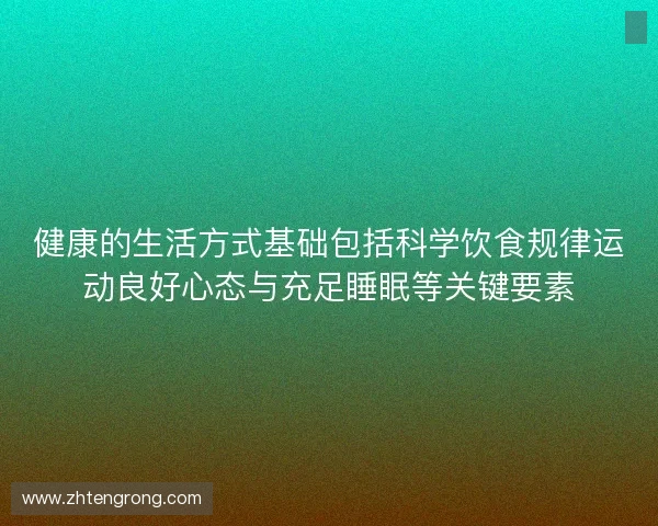 健康的生活方式基础包括科学饮食规律运动良好心态与充足睡眠等关键要素